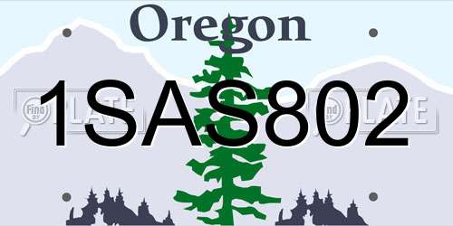 1SAS802 Oregon License Plate