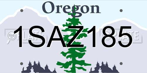 1SAZ185 Oregon License Plate