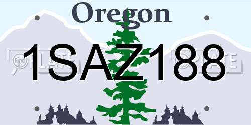 1SAZ188 Oregon License Plate