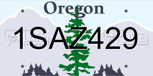 1SAZ429 Oregon License Plate