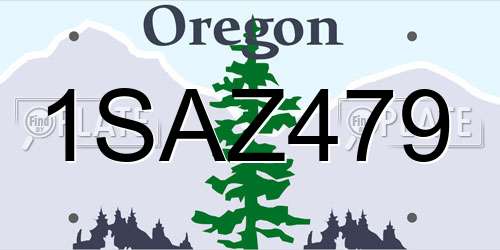 1SAZ479 Oregon License Plate