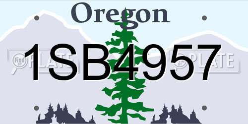1SB4957 Oregon License Plate