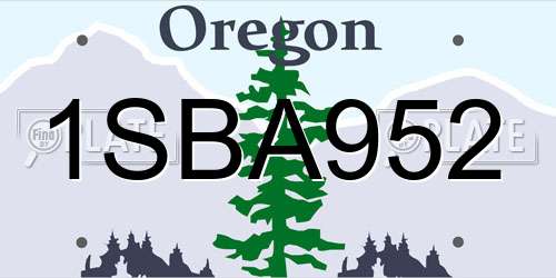 1SBA952 Oregon License Plate