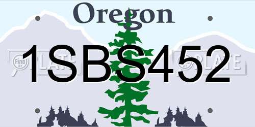1SBS452 Oregon License Plate