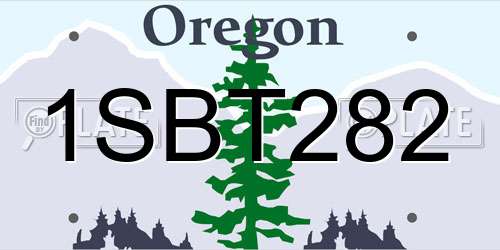 1SBT282 Oregon License Plate