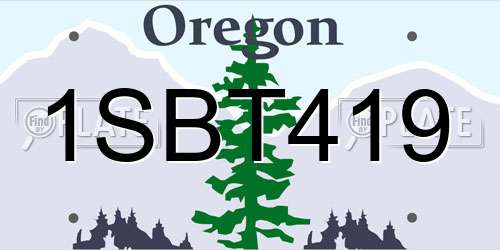 1SBT419 Oregon License Plate