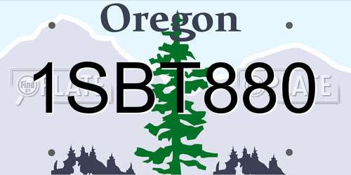 1SBT880 Oregon License Plate