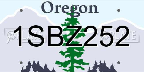 1SBZ252 Oregon License Plate