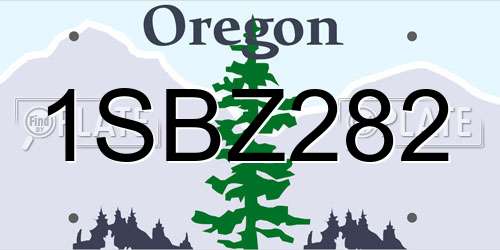 1SBZ282 Oregon License Plate