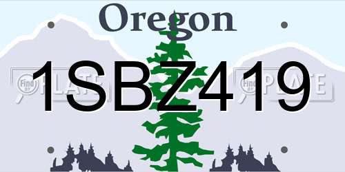 1SBZ419 Oregon License Plate