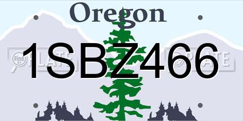 1SBZ466 Oregon License Plate
