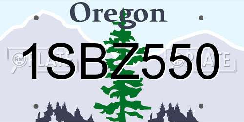 1SBZ550 Oregon License Plate