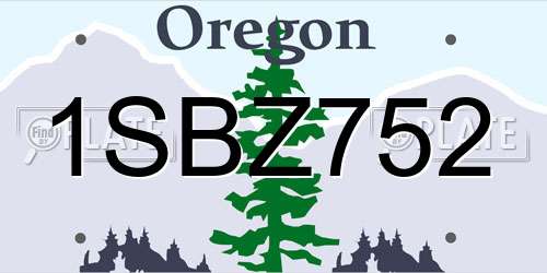 1SBZ752 Oregon License Plate