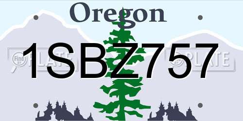 1SBZ757 Oregon License Plate