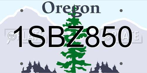1SBZ850 Oregon License Plate