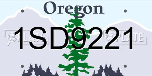 1SD9221 Oregon License Plate