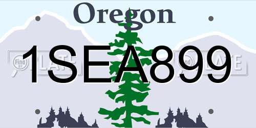 1SEA899 Oregon License Plate