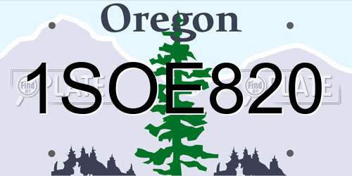 1SOE820 Oregon License Plate