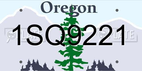 1SQ9221 Oregon License Plate