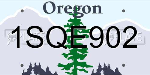 1SQE902 Oregon License Plate