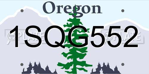 1SQG552 Oregon License Plate