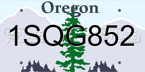 1SQG852 Oregon License Plate