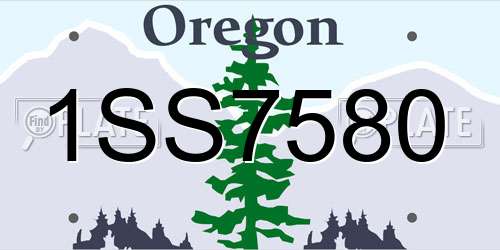 1SS7580 Oregon License Plate