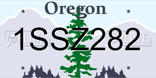 1SSZ282 Oregon License Plate
