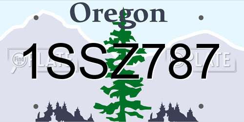1SSZ787 Oregon License Plate
