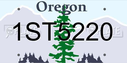 1ST5220 Oregon License Plate
