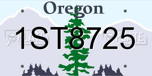 1ST8725 Oregon License Plate