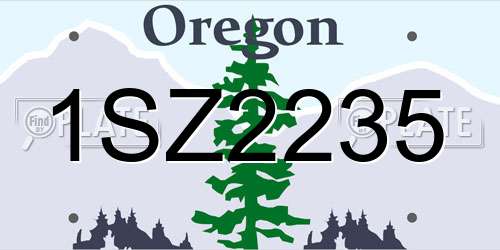 1SZ2235 Oregon License Plate