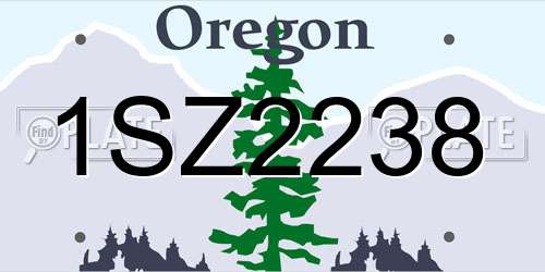1SZ2238 Oregon License Plate