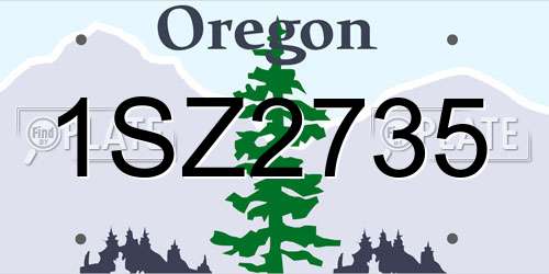 1SZ2735 Oregon License Plate