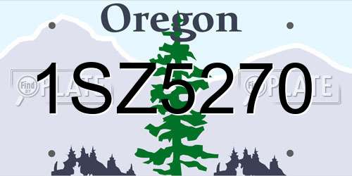 1SZ5270 Oregon License Plate