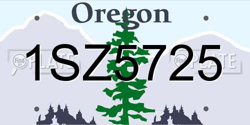 1SZ5725 Oregon License Plate