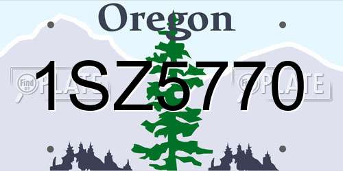 1SZ5770 Oregon License Plate
