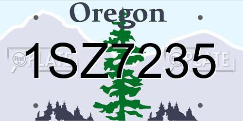 1SZ7235 Oregon License Plate