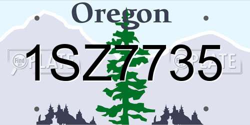 1SZ7735 Oregon License Plate
