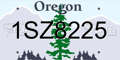 1SZ8225 Oregon License Plate