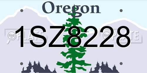 1SZ8228 Oregon License Plate