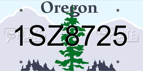 1SZ8725 Oregon License Plate