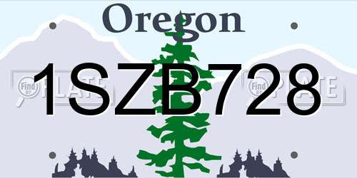 1SZB728 Oregon License Plate