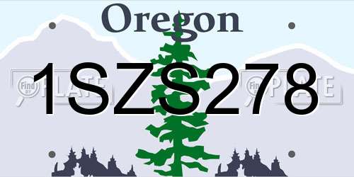 1SZS278 Oregon License Plate