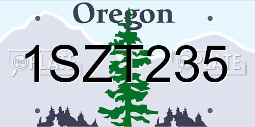 1SZT235 Oregon License Plate