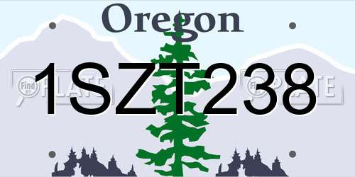1SZT238 Oregon License Plate