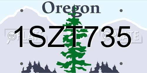 1SZT735 Oregon License Plate