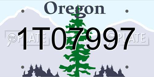 1T07997 Oregon License Plate
