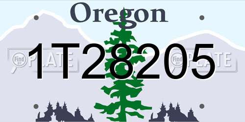 1T28205 Oregon License Plate