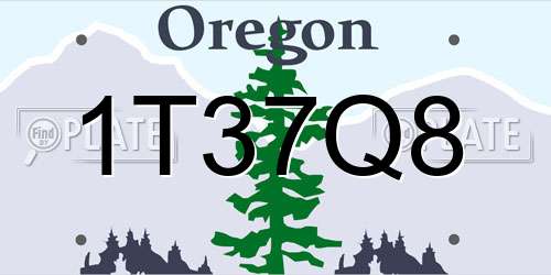 1T37Q8 Oregon License Plate